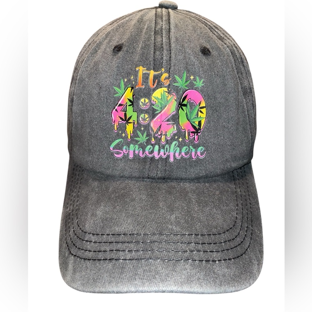 420 Vibes Only - Cute Embroidered Weed Leaf Hat (Festival Essential!)